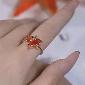 Adjustable Maple Leaf Wrap Ring – Nature Inspired, Copper, Canadian Pride Gift